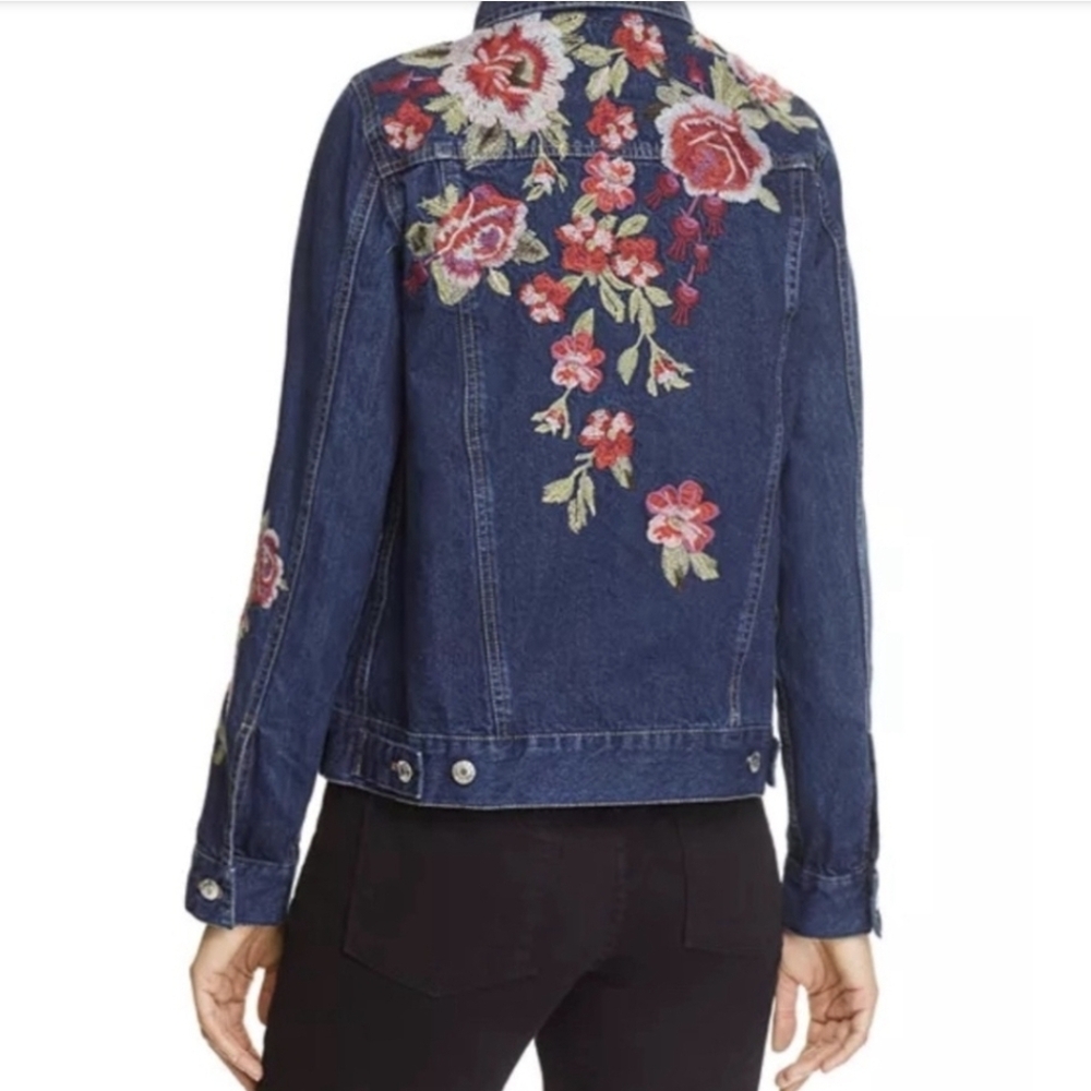 Johnny Was Workshop Desi Denim Jacket Embroidered Blue Jean Jacket Size Large